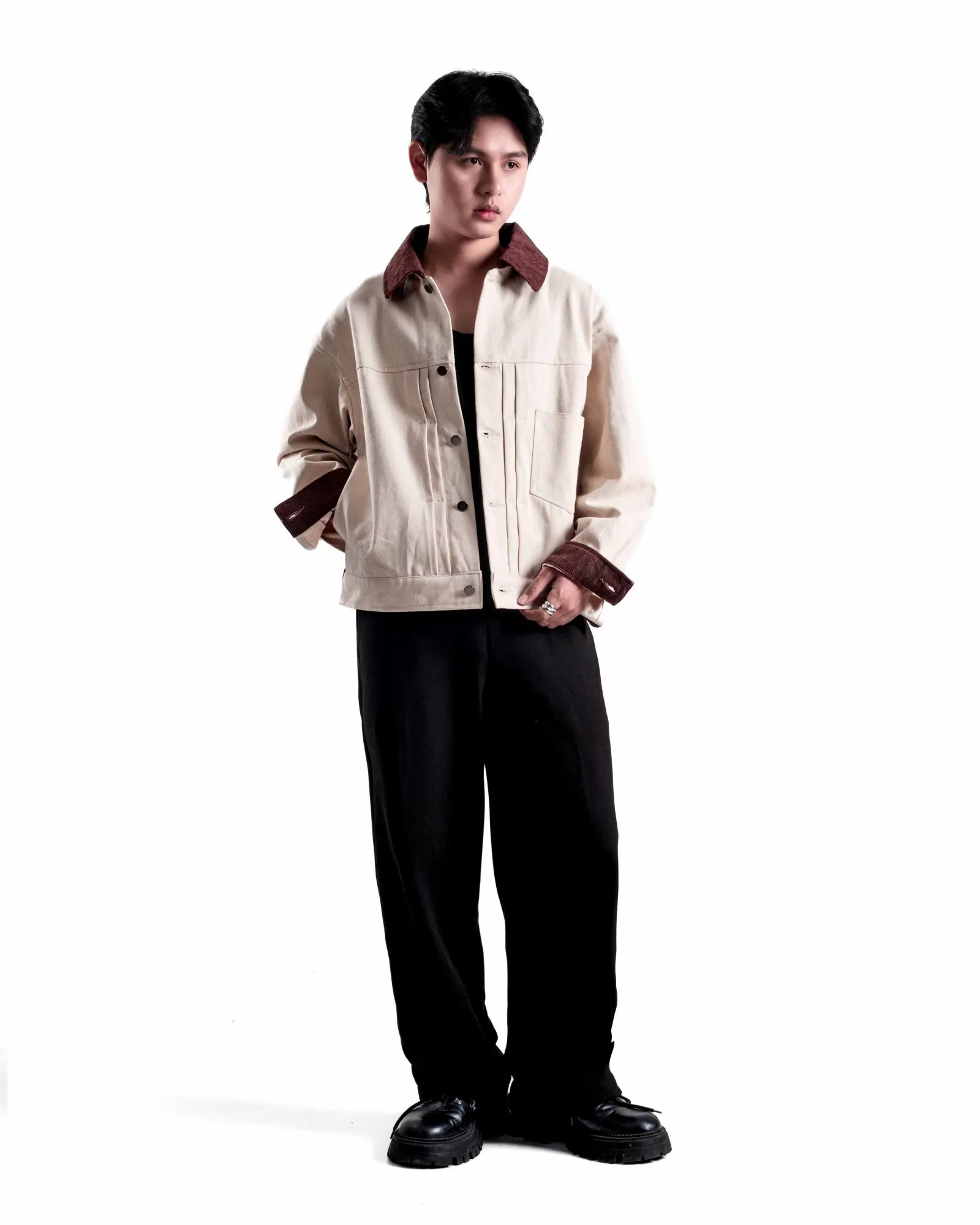 RHODES APPAREL - EASTON DENIM BOXY CUT JACKET SERIES CREAM Detail